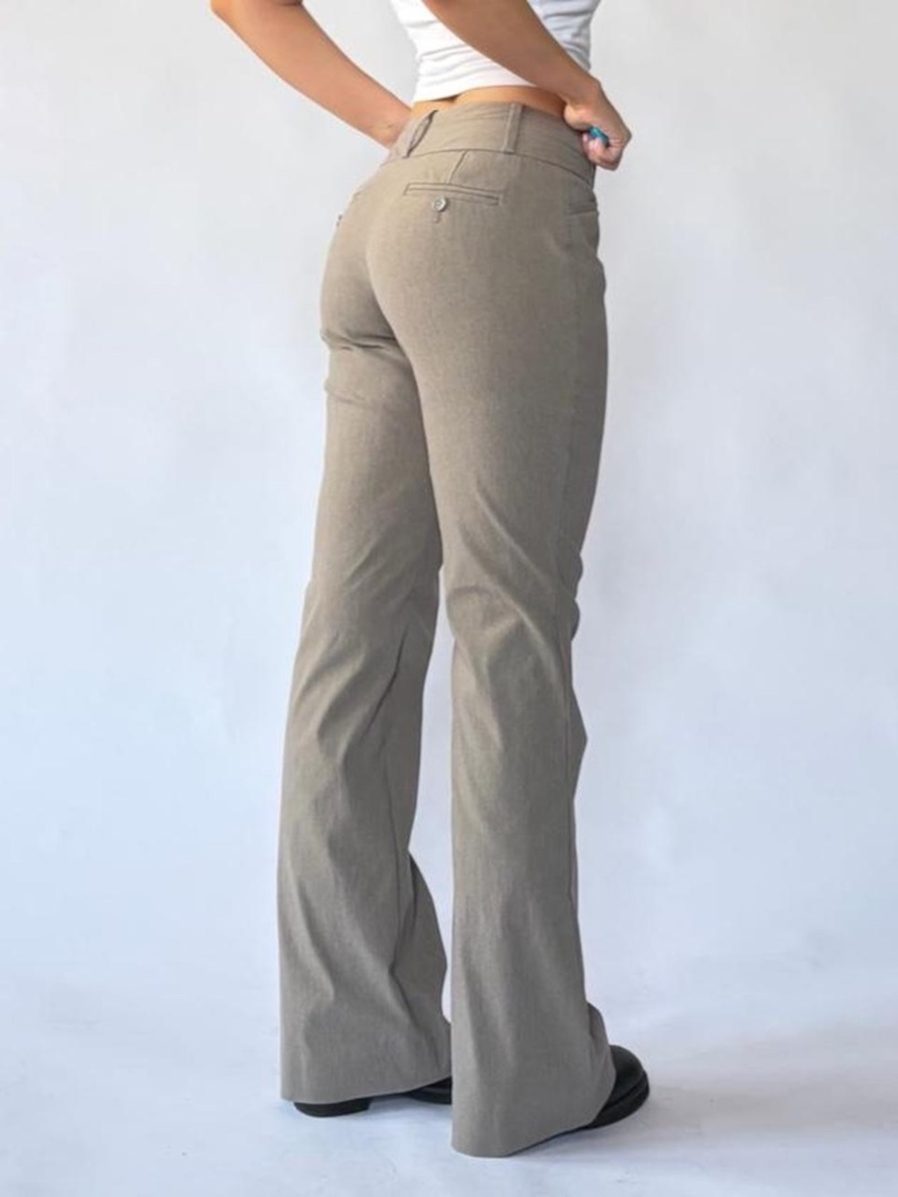 Low Rise Flares Work Pants Gray 6 The Limited